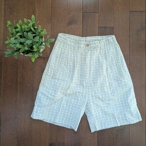 NEUTRAL GINGHAM PLAID VINTAGE TROUSER SHORTS